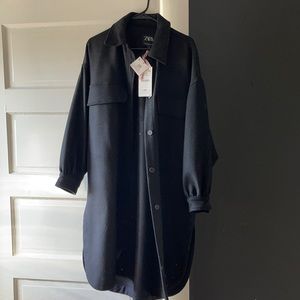 Women’s black Zara 3/4 flannel/jacket brand new with tags size xs